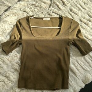 Marine Layer Khaki Square Neck Tee